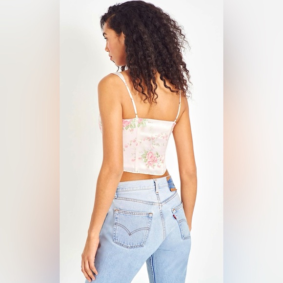 NWT LoveShackFancy Mori Silk Bustier Crop Top Sz 10 - Picture 2 of 8
